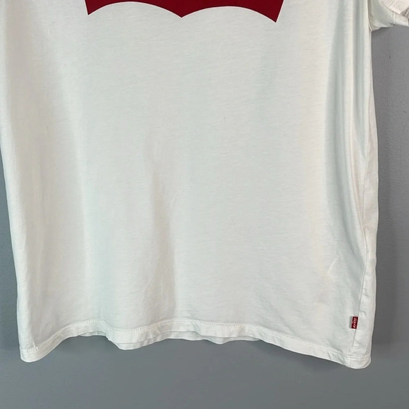 LEVIS White Red Tab Graphic Logo Crewneck T-Shirt Short Sleeve Cotton M - Picture 5 of 11